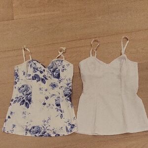 Talula Blue Floral and White Camisoles